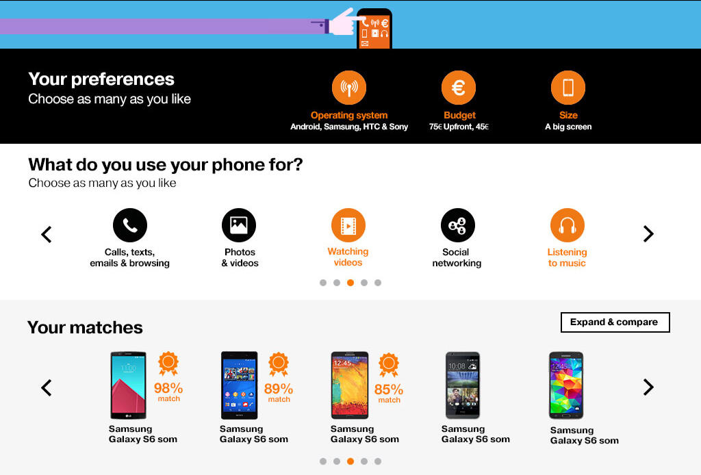 Orange Phone Advisor instore tablet app